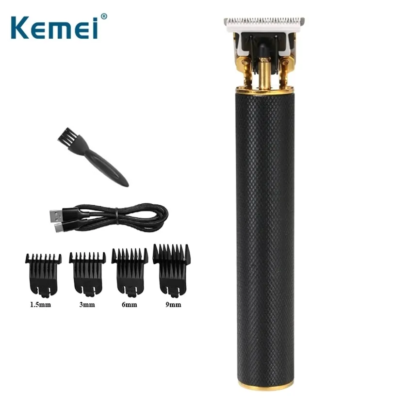 Kemei Pro li t-outliner skelett Zware hitter Cordless Trimmer Mannen 0 mm kaalhoofdige Tondeuse afwerking Haar Snijmachine 220216