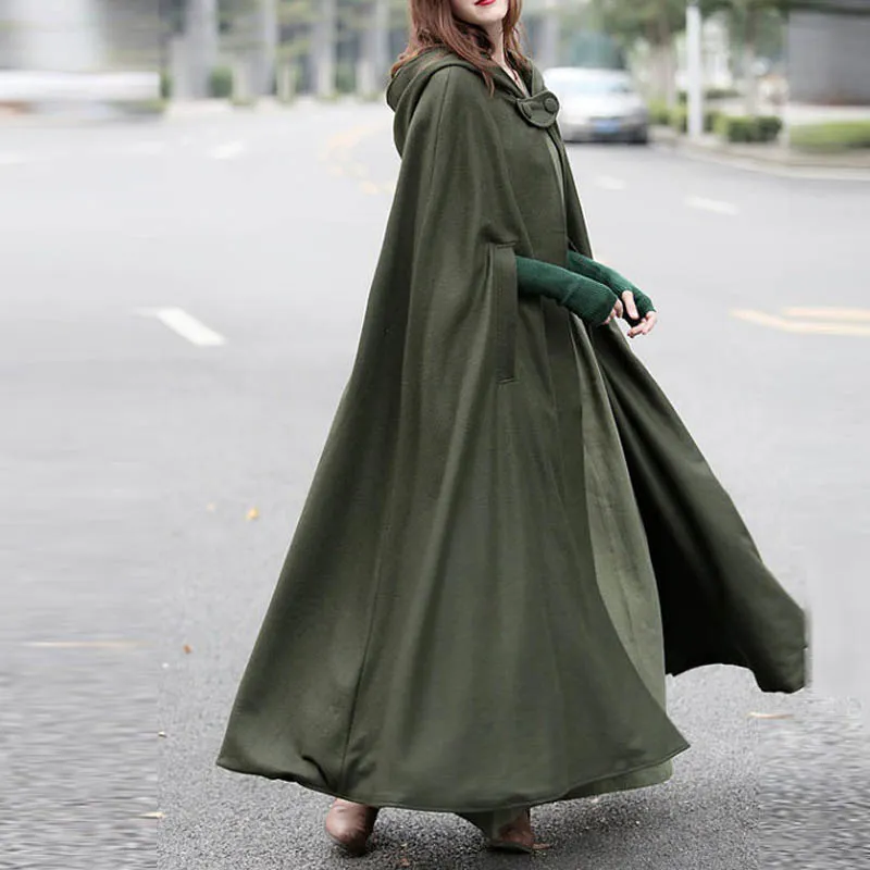 Robe Longue Décontractée À Manches Longues Et Col En V Pour Femmes Vert