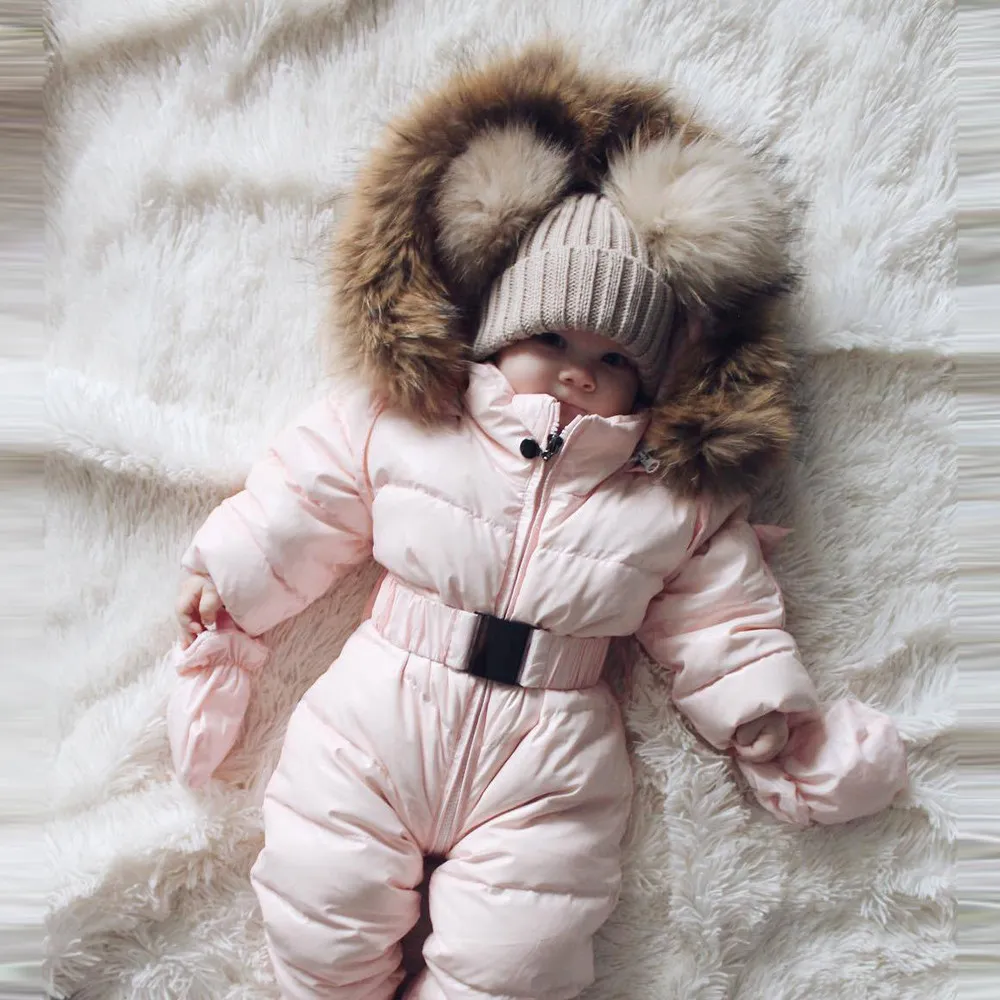 Vêtements d'hiver infantile bébé habit de neige garçon fille barboteuse veste à capuche combinaison chaud épais manteau tenue vetement nouvelle fille hiver