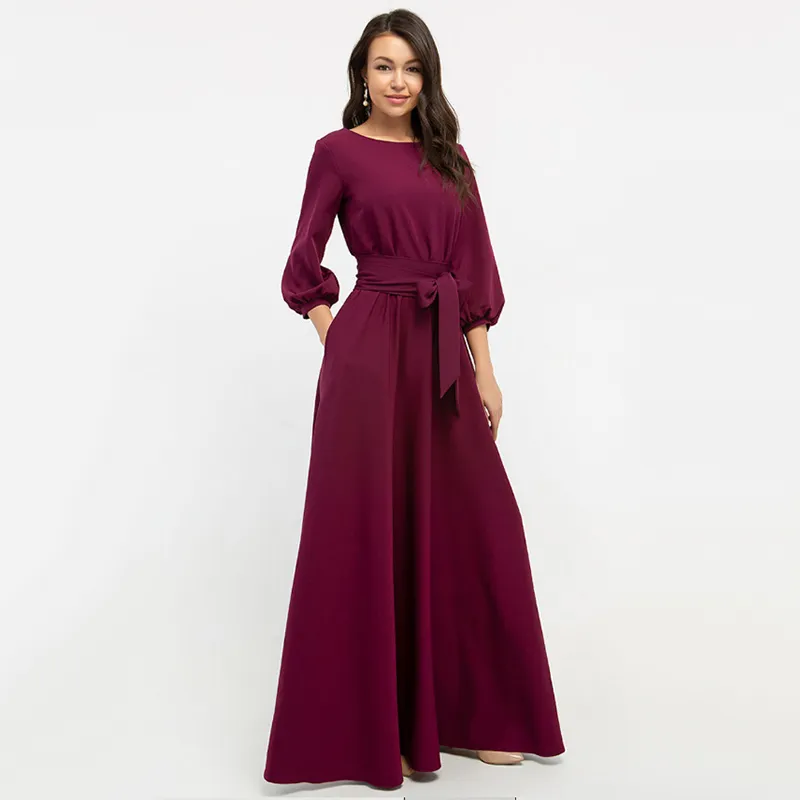 Vintage Maxi Dress with Bow and Lantern Sleeves