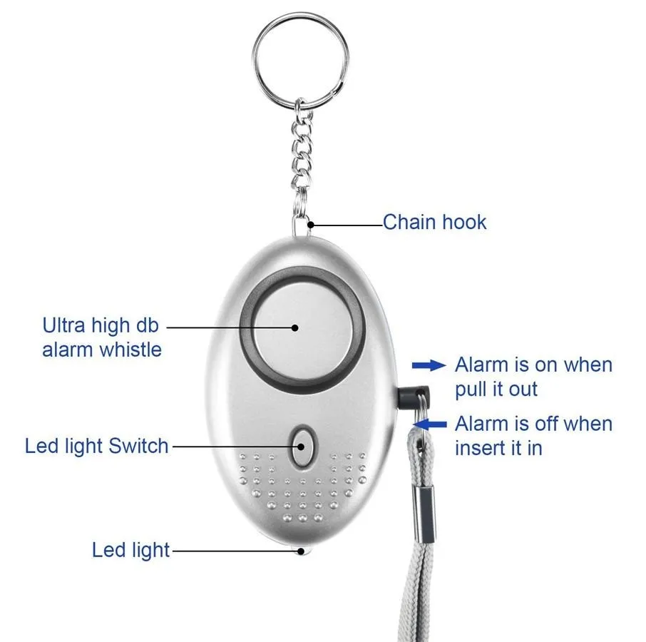 130dB 계란 모양 자체 방어 알람 여자 여자 보안 보호 경보 경보 개인 안전 비명 소리 큰 체인 알람 시스템 도매에 오신 것을 환영합니다.