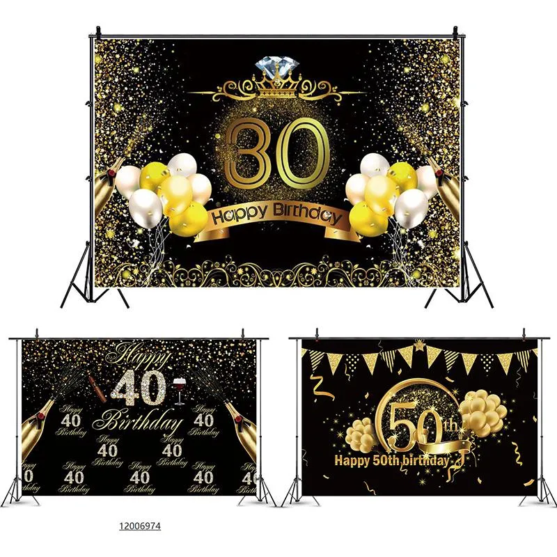 Birthday Background Decor Happy 30th 40th 50th Birthday Party Decor Adult 30 40 50 years Anniversary Party Supplies