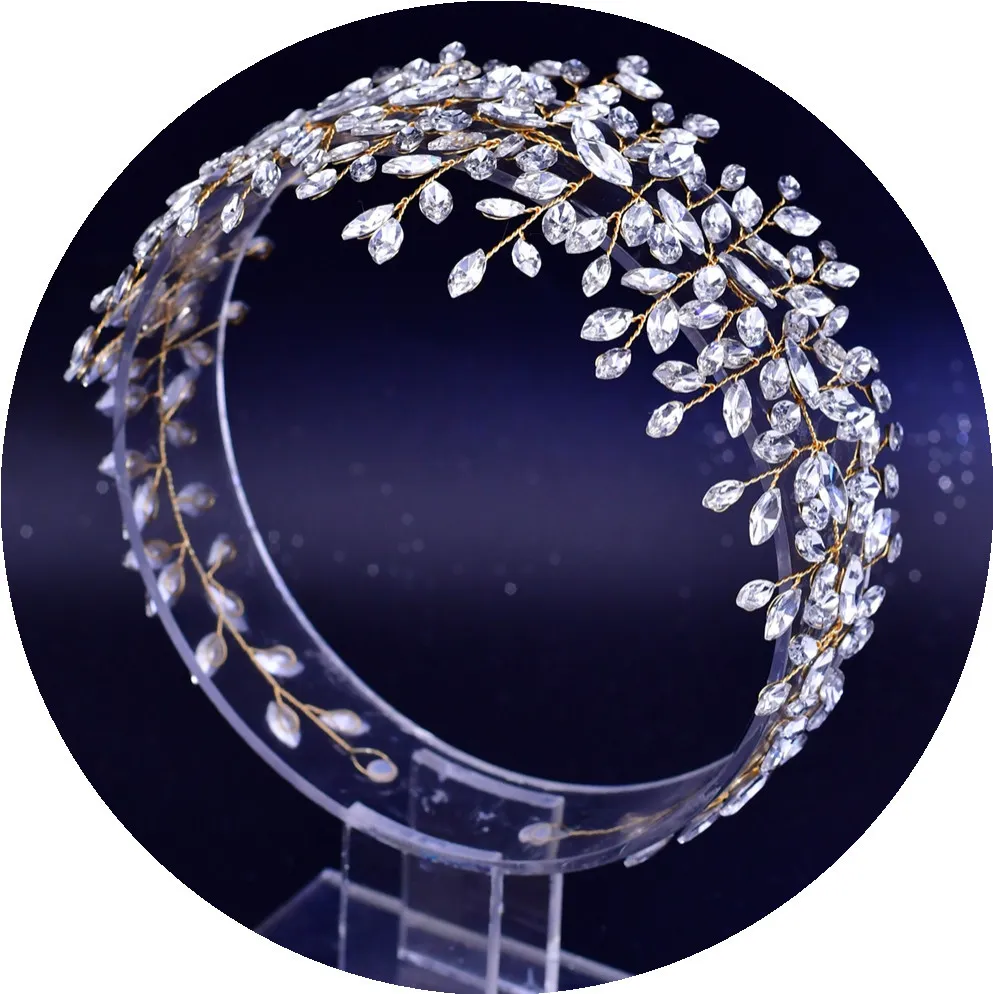 Shiny Diamond Handmade Hoop Wedding Tiara Queen Baroque Crystal Bridal Headwear Crown Rhinestone with Wedding Jewelry Hair Accesso2914