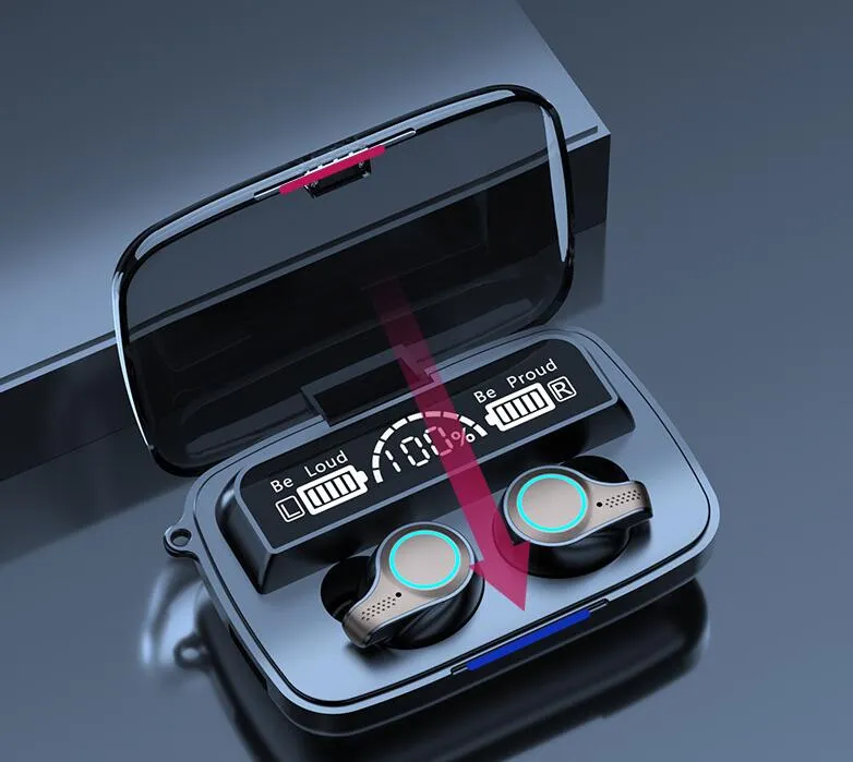 M18 Bluetooth Earphones Wireless TWS Fingerprint Touch Headset Led