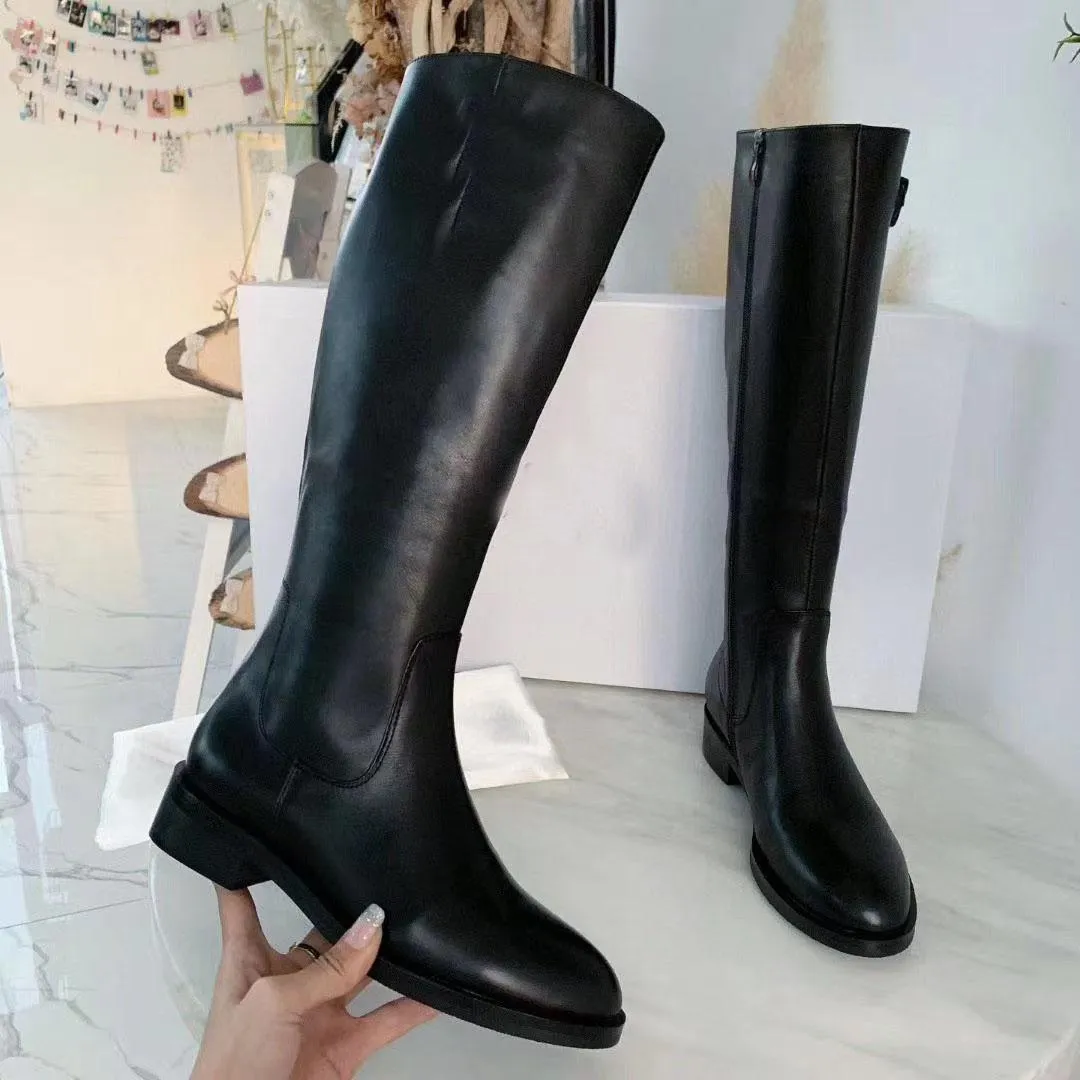 Oriënteren Ontdek Inhalen Zwart Lederen Hoge Laarzen Voor Vrouwen, Dame Merk Laars Platte Lage Hakken  Schoenen, Luxe B Booties Knie Over Boot Winter Mode Vrouw Van 85,71 € |  DHgate