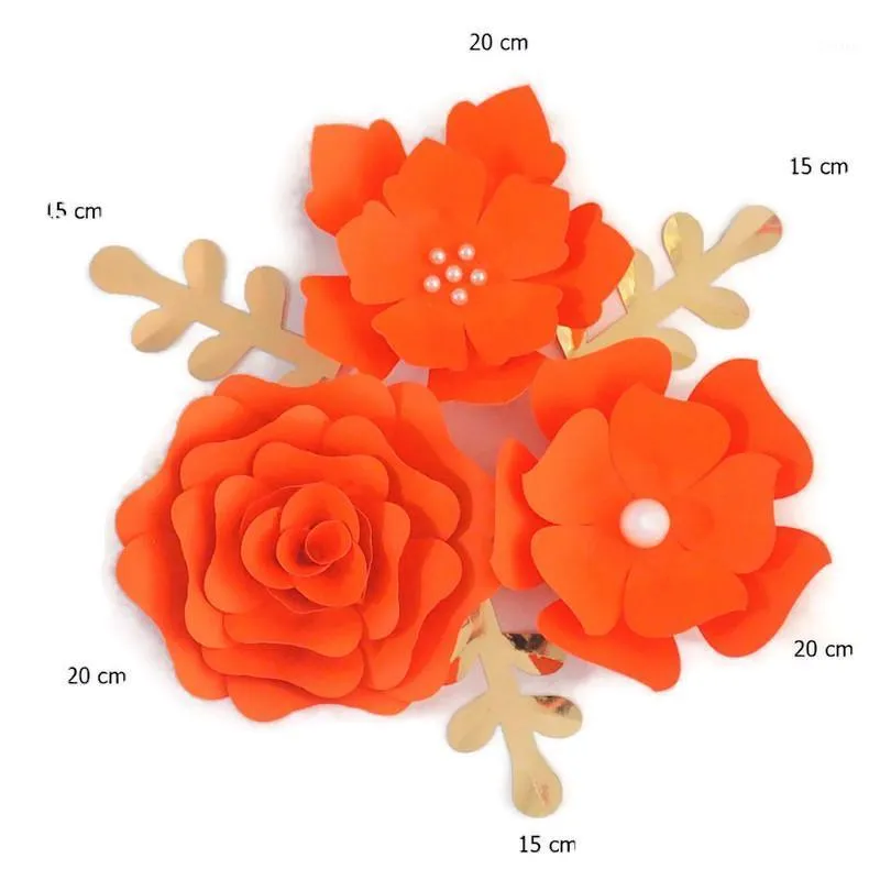 装飾的な花の花輪の手作りオレンジイージーメイドDIYペーパーゴールドの葉セット4ナーサリンウォールデコベビーシャワーキッズルーム背景ビデオTU