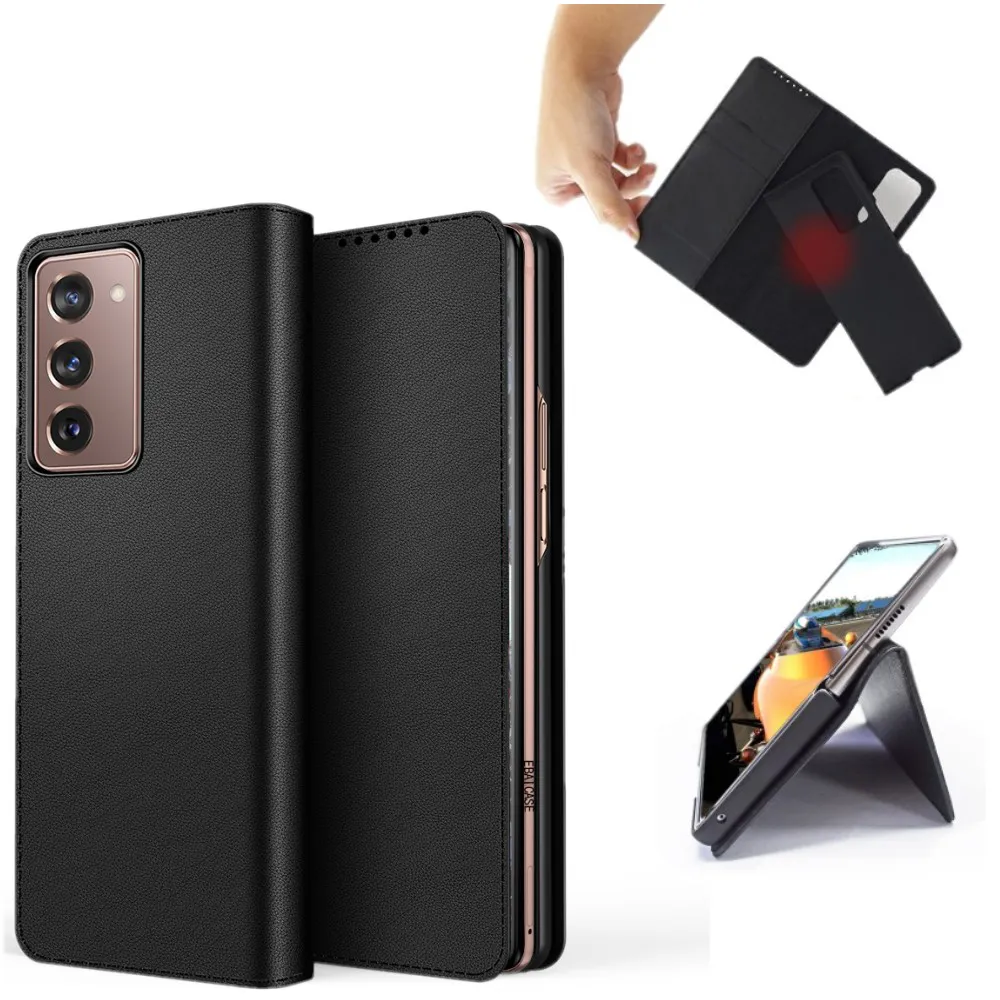 Magnetic Split Folding Cell Phone Cases For Samsung Galaxy Fold 2 Fold2 5G PU Leather Shell Cover