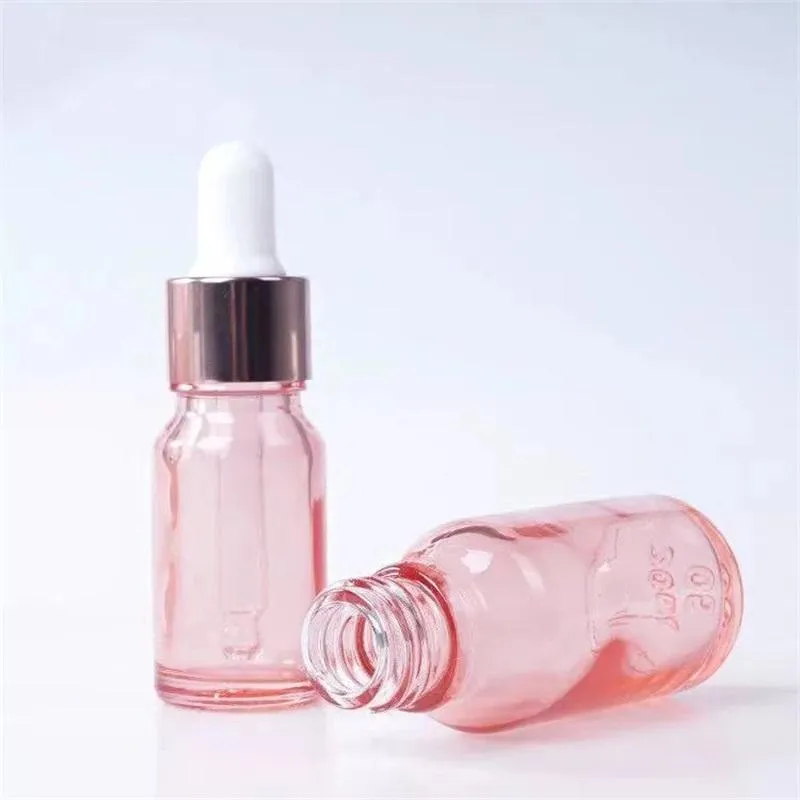 5ml 10ml 15ml 20ml 30ml 50ml 100ml multi-szie vetro contagocce rosa bottiglia bottiglia di olio essenziale corpo rosa coperchio in oro rosa cosmetico