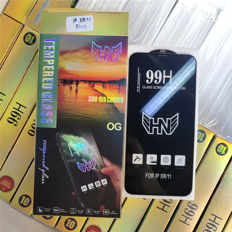 99H Bubble Free Full Cover Tempered Glass Phone Screen Protectors Anti Scratch 280AB Glue For iPhone 15 14 13 Mini 12 11 Pro Max XR XS 6S 7 8 Plus SE Factory Price