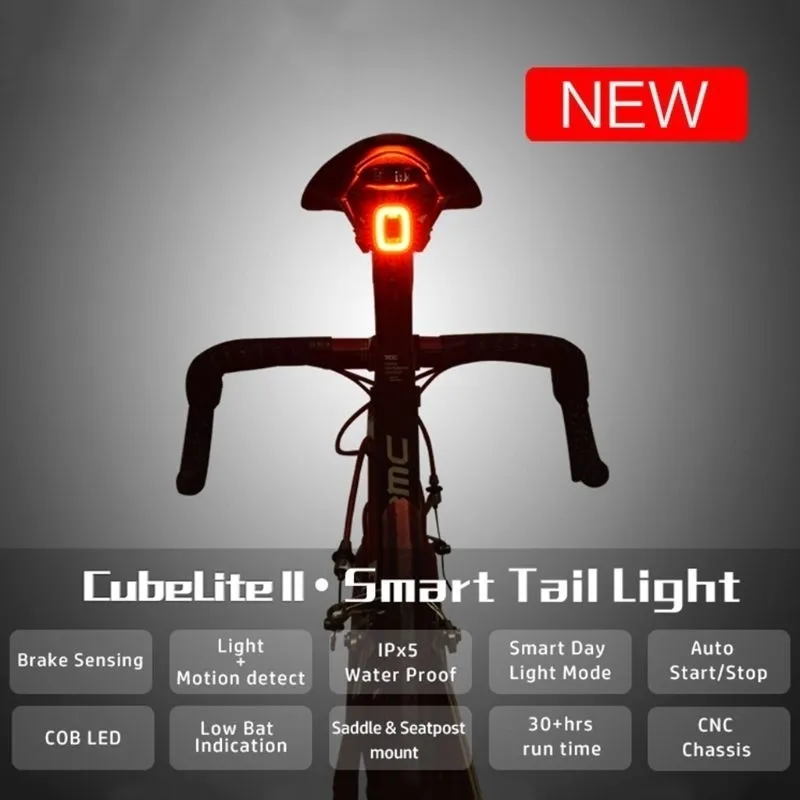 Enfitnix Cubelite2 دراجة مصباح يدوي دراجة الخلفي الضوء الخلفي الفرامل الاستشعار للماء أدى ضوء ضوء السرج seatpost ضوء 201028