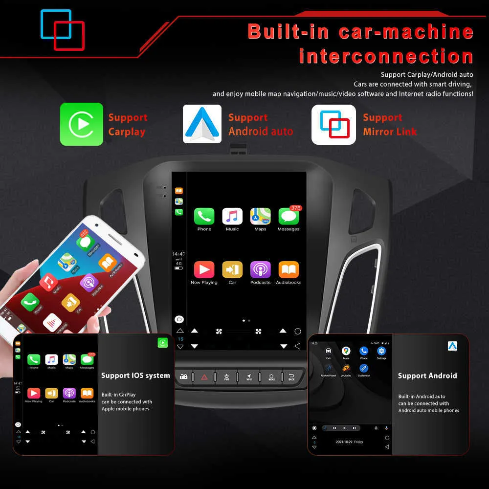 Autoradio Audio 9 7 pouces pour Ford Focus 2012 – 2018, écran QLED, GPS, Android 10, récepteur stéréo, 2 Din, lecteur multimédia de voiture, 248k