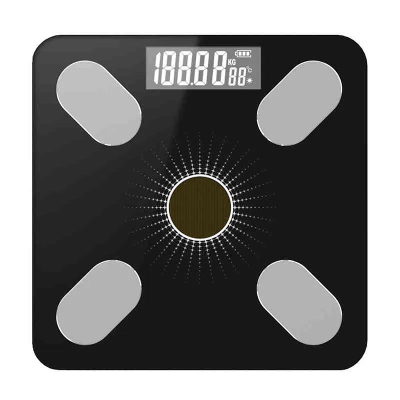 Kroppsfettskala Svart BT Elektroniska vågar 0.1kg-180kg Digital viktskala Kropps Smartphone App Sammansättning Analyzer Monitor H1229