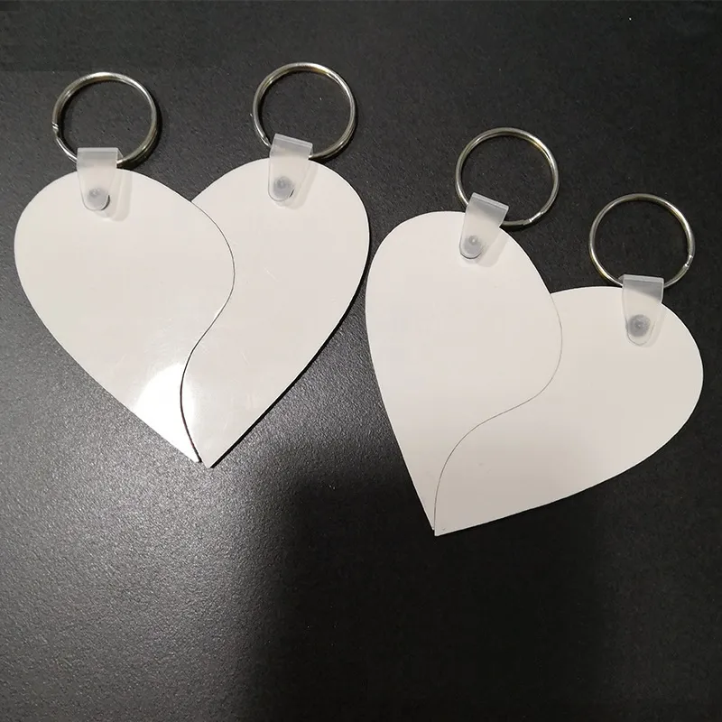 Пустые брелки для сублимации MDF Heart Round Key Chain Heat Transfer Print Key Ring ювелирные изделия