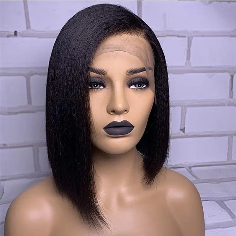 Short yaki lace front wigs hotsell