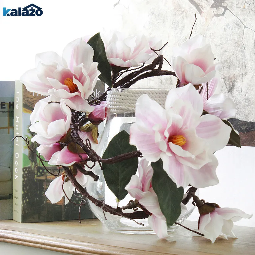 1pc 185cm Nylon Stiel lang Azaleen Magnolia Künstliche Blumenzweige willkürliche Biege gefälschte Blume Hochzeit Hauptdekorationen C0930