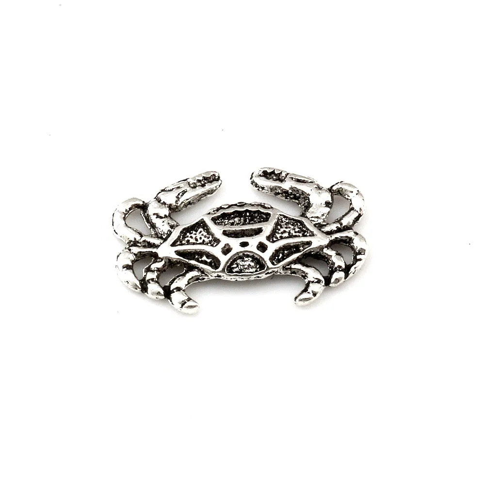 300pcs Antik Silver Alloy Crab Charms Pendants för smycken gör armband Halsband DIY Tillbehör 12.5 x19.5mm A-610