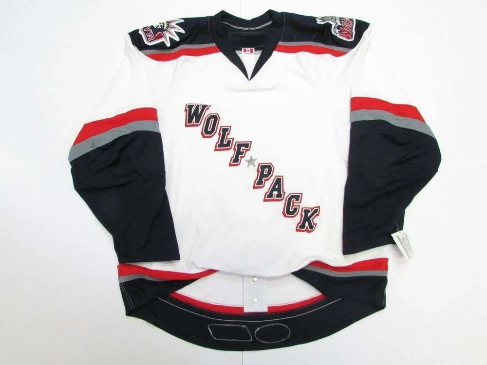 مخيط مخصص Hartford Wolf Pack Ahl Hockey Jersey إضافة أي اسم رقم رجل أطفال جيرسي XS-5XL