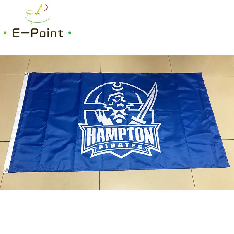 NCAA Hampton Pirates Flag 3 * 5ft (90 cm * 150 cm) Poliester Flaga Transparent Dekoracja Latająca Dom Ogród Flaga Świąteczne Prezenty