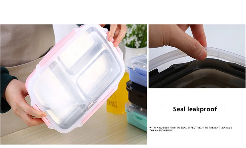 MICCK Lunch box Stainless steel Portable Bento Box Microwavable Food Containers With Compartments Boiling water insulation 7