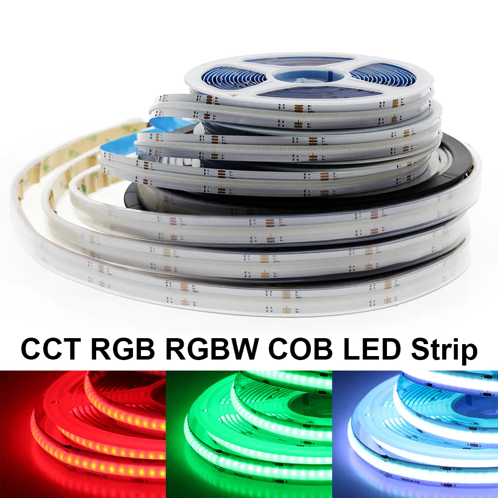 COB LED قطاع 24 فولت 560 840 المصابيح عالية السطوع البوليفيين الصمام ضوء 3000K 4000K 6000K عالية الكثافة مرنة IP67 للماء