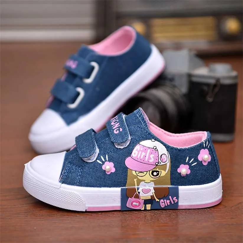 Children Canvas Shoes Denim Breathable princess Sneakers Casual Girls Kids Fashion for Tennis 220115