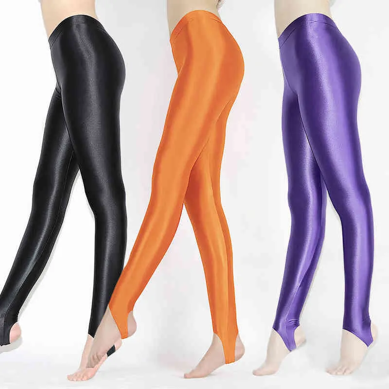 Lunamy Parlak Üzengi Çorap Kadınlar Parlak Külotlu Seksi Dans Pantolon Parlaklık Spor Yoga Pantolon Glitter Kadın Tayt H1221