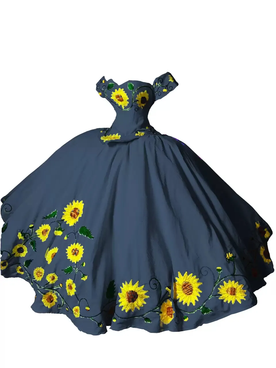 Vintage Sunflowers Embroidered Quinceanera Dress: Off-Shoulder Sweet 16 Gown,  Charro Mexican Style - Shop Now! from Dhgate Quinceanera Dresses - price  237.74