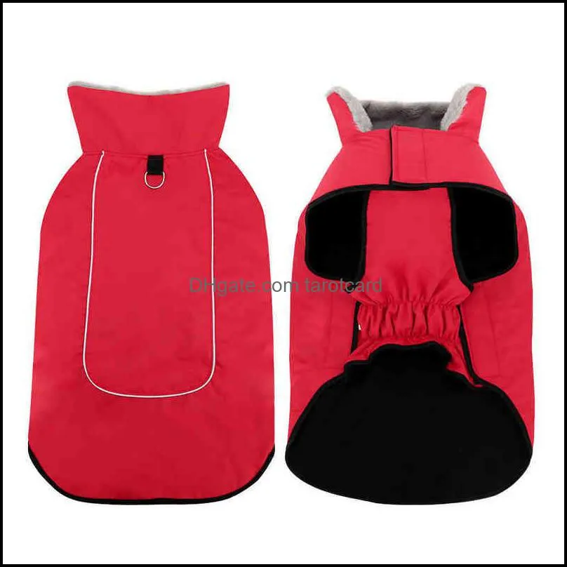 Winter Warm Dog Clothes Waterproof Thick Dog Jacket Coat Reflective Elastic Dog Clothing Red Black for Medium Large Dogs 220113