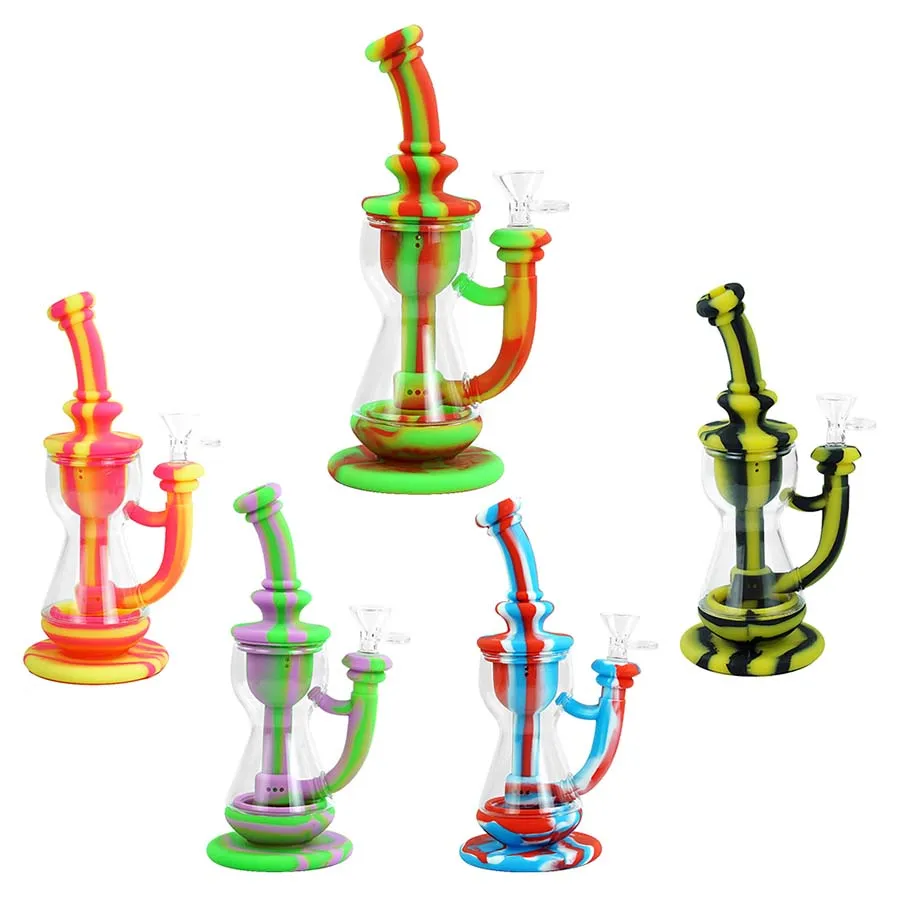 Silicone pipes glass bong pipe smoking bongs hookah dab rigs portable unbreakable with a small bowl for dry herb