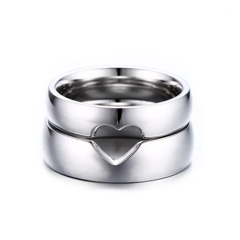 Half hart trouwringen voor vrouwen Men Alliance Simple Anniversary Band Ring Bijoux Engagement Sieraden Gift1