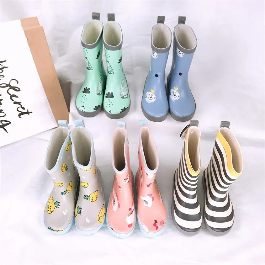 Celveroso bottes de pluie enfants fille dessin animé mignon imprimé caoutchouc pour enfants Kalosze Dla Dzieci imperméable bébé chaussures d'eau 220222
