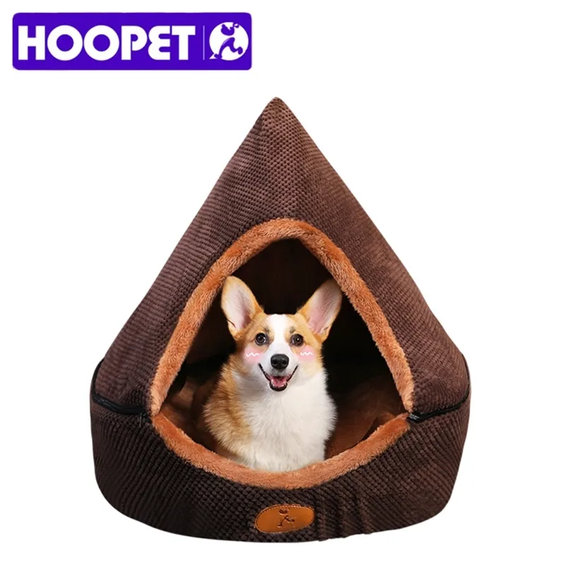 HOOPET Pet Dog Bed Cat Tent Dog House All Seasons Lit pour chiens Lit de yourte doux résistant à la saleté avec coussin lavable double face 201130