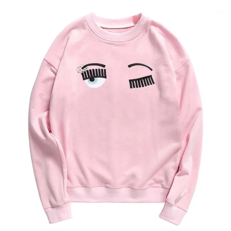 Sudaderas con capucha para mujer Sudaderas al por mayor- Ropa Kawaii Anillo de cejas Sudadera con capucha Sudadera bordada Mujeres Polerones Invierno 2021 Harajuku Suelto