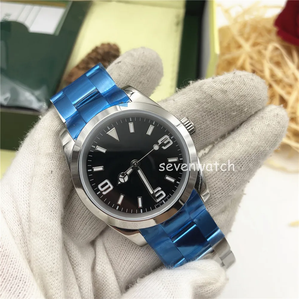 Wysokiej jakości wakacyjny zegarek mechaniczny gładki 36 mm męski Ins Women Oaks Watch ze stali nierdzewnej Pasku na rękę na rękę 241a