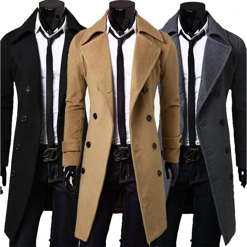 Gabardina caqui para hombre chaqueta de invierno casual chaqueta larga cálida hombres de gran tamaño rompevientos abrigo doble botonadura abrigos masculinos1