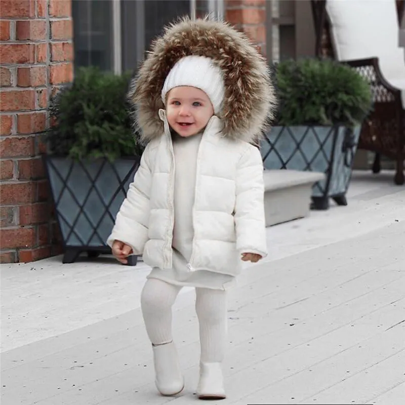 Kids Baby Toddler Boy Girl Warm Faux Fur Hooded Winter Jacket Coat Outerwear #3J24 (36)