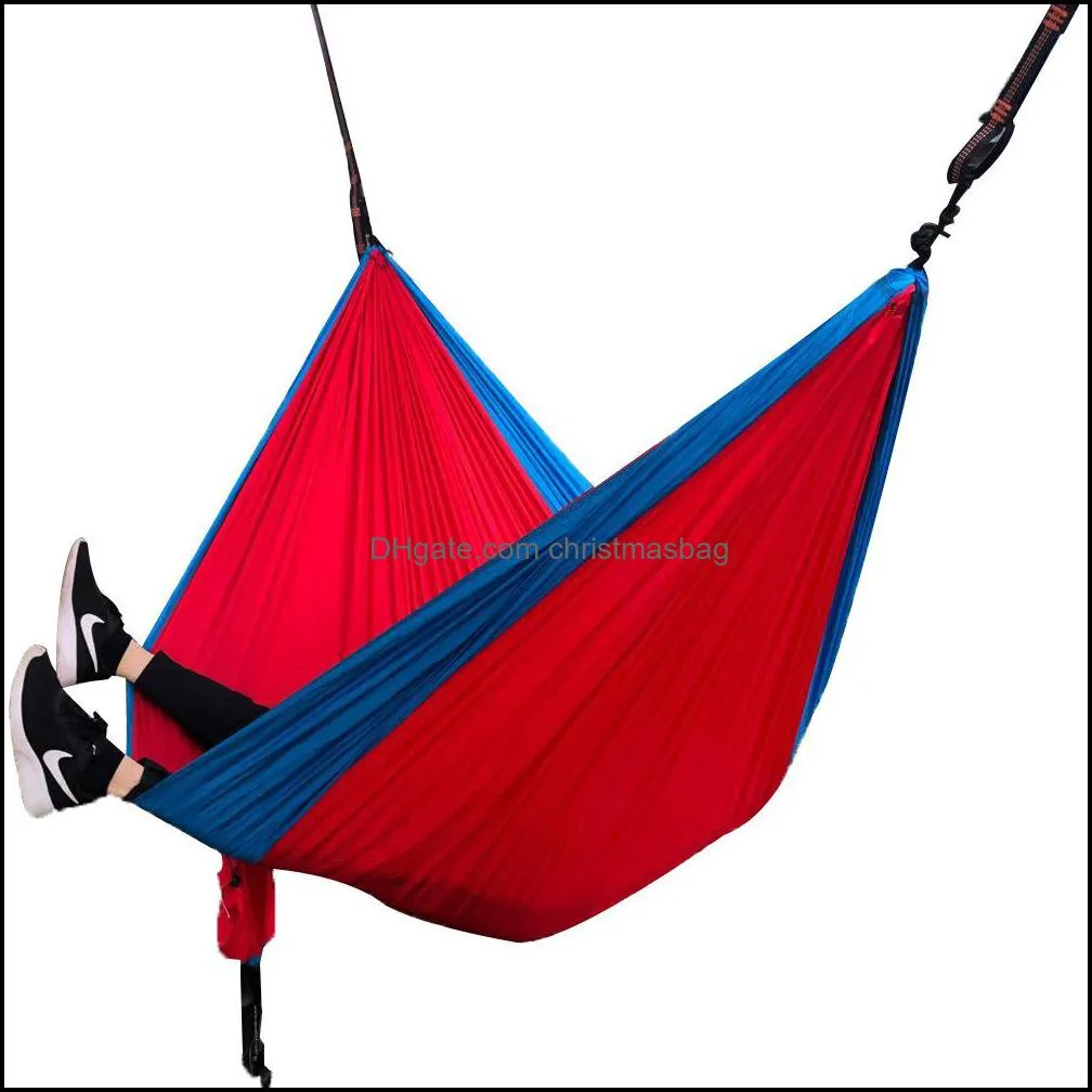 Hammocks Outdoor camping hammock 210t Nisi color matching double hammock outdoor nylon hammock