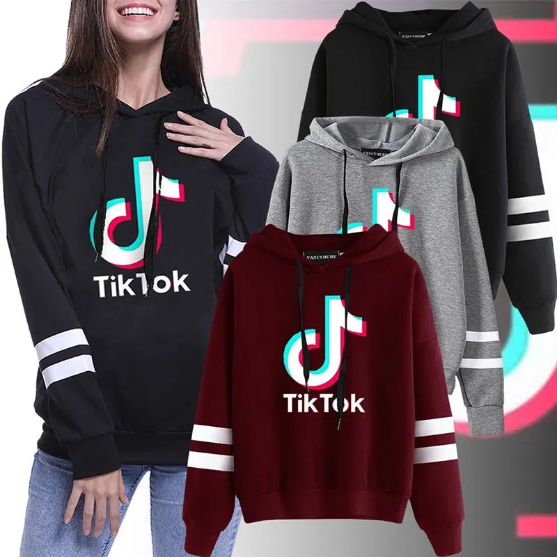 Tiktok Sweatshirt For Women Girl Clothes Tik Tok Fall Winter Hooded Letter Hoodies Sport Sweater Clothing Size S 2XL
