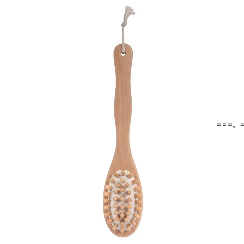 NEWNatural Boar Bristle Wooden Bath and Body Brush Back Brush with Long Handle Exfoliate Skin Brushes RRE13012