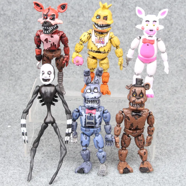 Cinco noites na ação de Freddy Figura 14.5-17cm PVC FnaF Bonnie Foxy Freddy Fazbear Bear Dolls Jogo Brinquedos 6 pçs / lote Anime Modelo LJ201027