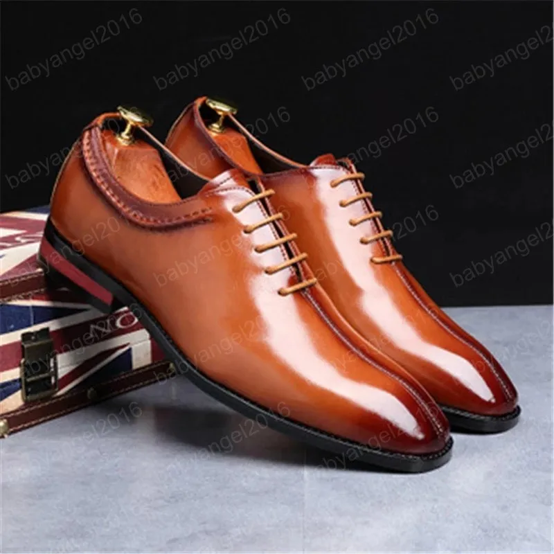 Echt leer Zakelijke Herenkleding Schoenen Mode Elegante Formele Trouwschoenen Mannelijke Lace-Up Kantoor Vierkante Neus Oxford Schoenen