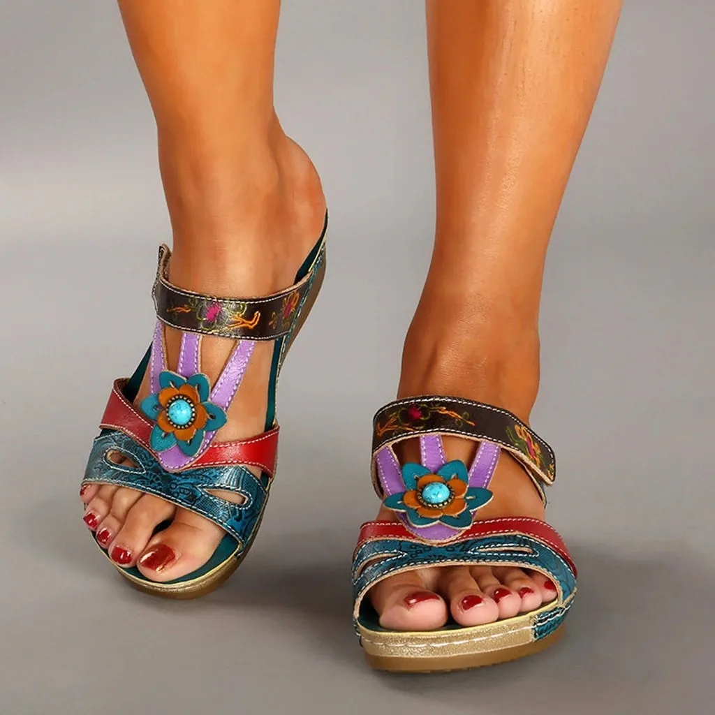 Ethnic wind top flower sandals