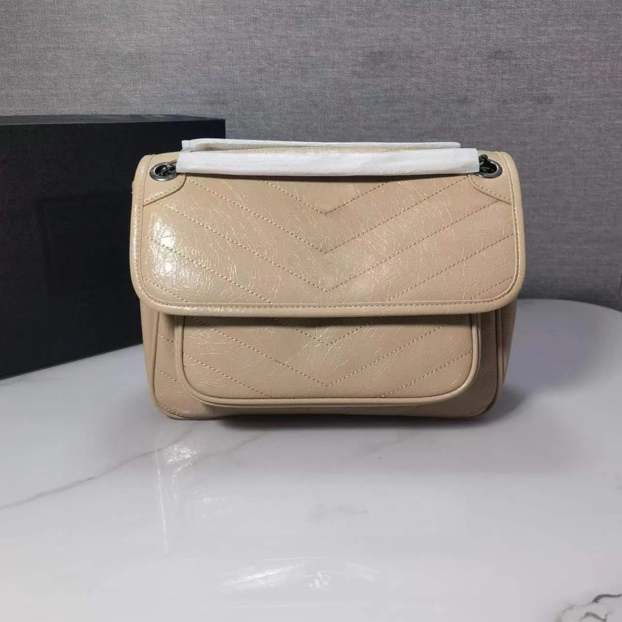 Original kvalitet niki axel crossbody väskor kvinnor kuvert messenger väska kedja cross body designer handväskor kate lady purse äkta läder boce a tracolla