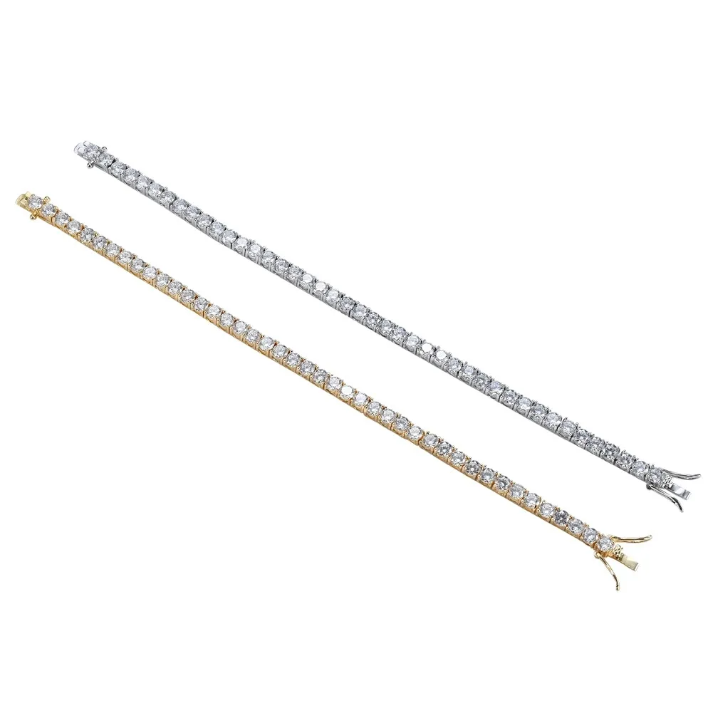 Hip Hop Tennis Diamonds Bracelets dla mężczyzn moda luksusowe miedziane cyrkons bransoletka 7 cali 8 cali złote srebrne łańcuchy 280 V