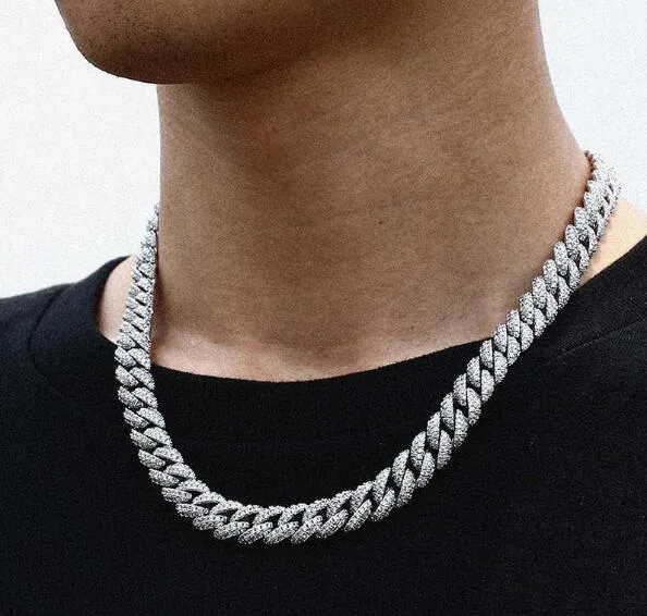 Necklaces bracelet 18 Inch 10mm 925 Sterling Silver Setting Iced Out Moissanite Diamond Hip Hop Cuban Link Chain Miami Necklace Jewelry Mens