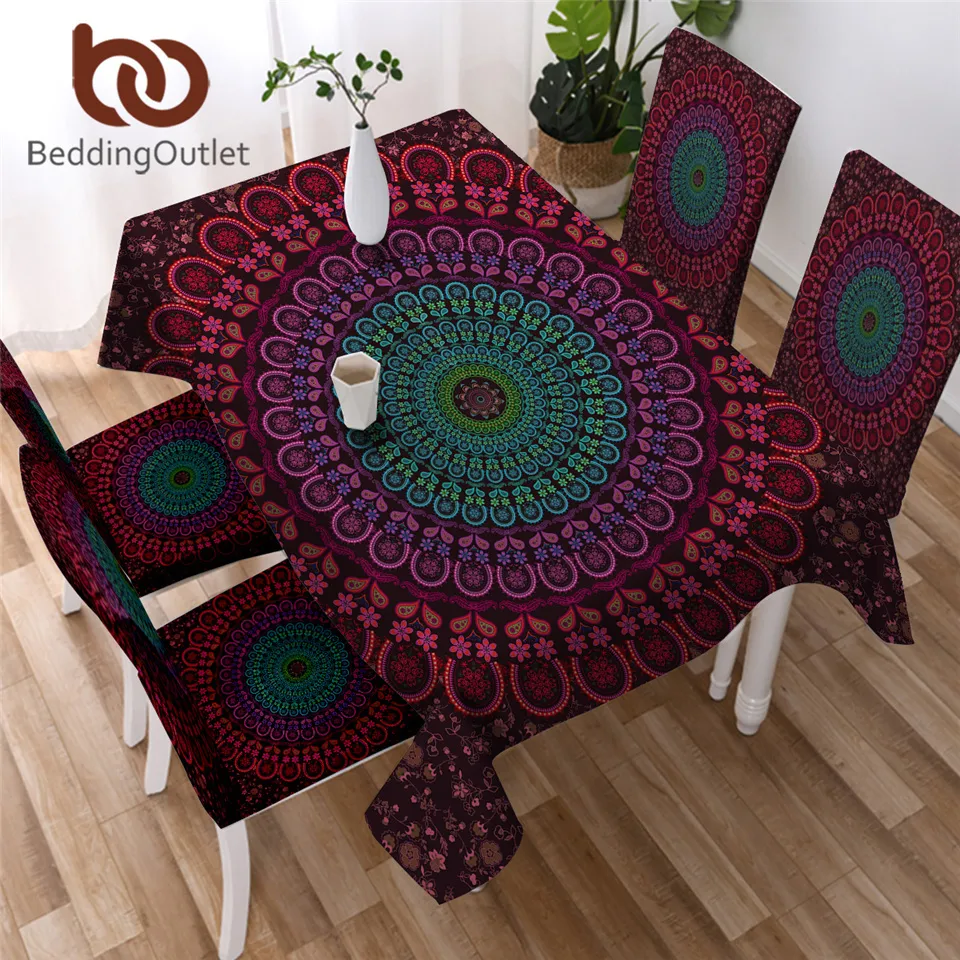 BeddingOutlet Mandala Tablecloth Waterproof Rectangle Dinner Table Cloth Boho Bohemian Decoration Table Cover For Weddings Home T200707