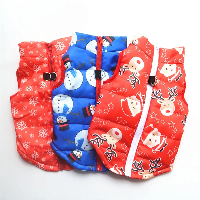 Christmas dog Cotton Pet Clothes Autumn Winter Clothing Puppy Dog Coat Warm Padded jacket Supplies Clothes hung with a Dog leash DHL Free