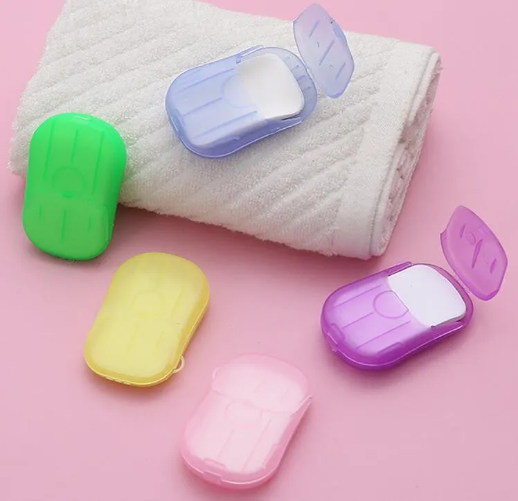 500 ensembles de papier de savon jetable lavage des mains bain propre format de poche tranche parfumée 20 pièces/paquet feuilles avec boîte papier de flocons de savon moussant