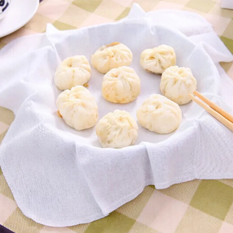 Reusable Non-stick Steamers Pad Square White Cotton Cloth Steamer Dim Sum Mat Restaurant Kitchen Baking Pastry Tools Accessories