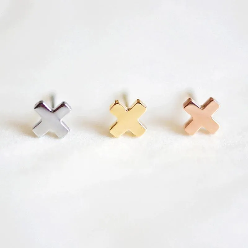 Stud Minar Trendy Minimalist Mini Kleine Kreuz Ohrringe Für Frauen Student Teen Schmuck Geschenk Koreanische X Chic Schmuck1
